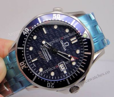 Omega 007 Watch Replica James Bond Blue 007 Face Automatic 40mm